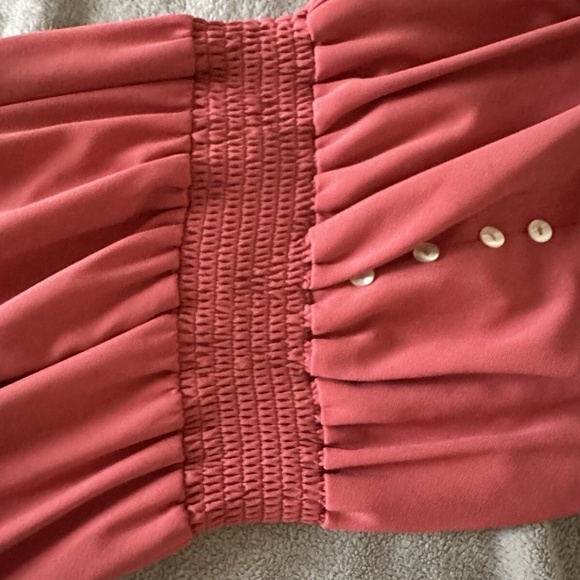 Pretty Garden Coral XS Tank Maxi Dress Vneck Tiered Buttons - Picture 6 of 8